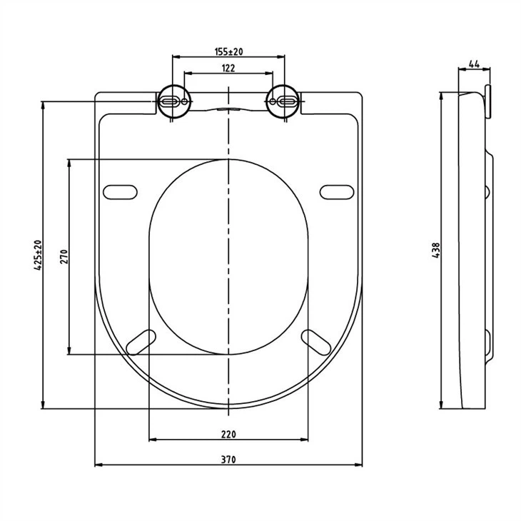 top fixing toilet seat d shape